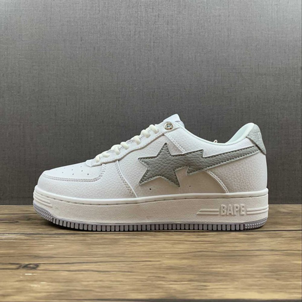 A Bathing Ape Bape Sta Low Gray White Unisex Sneakers